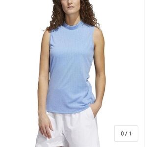 Adidas Women's Essentials Blue Sleeveless Polo Top Size M NWT